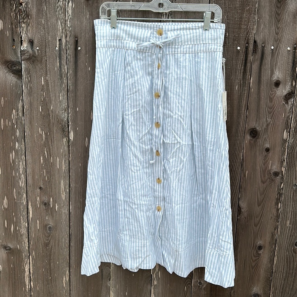 A New Day linen button front, tie front midi skirt (S).
